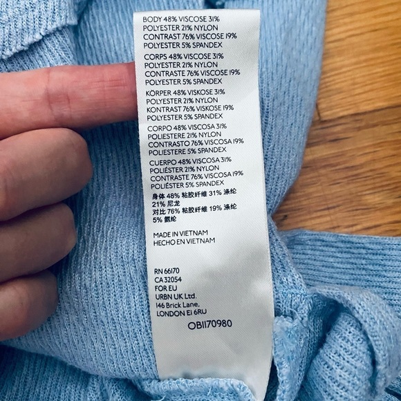 Free People We the Free Snowy Thermal Baby Blue Shirt, Small, Oversized - Picture 11 of 14